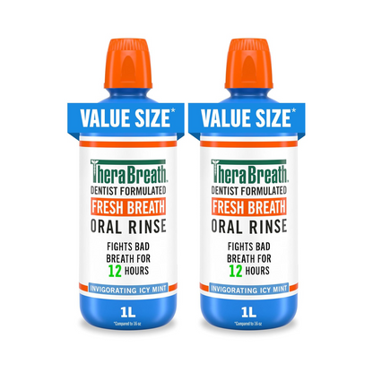 TheraBreath fresh breath mouthwash, icy mint, alcohol-free, 1 liter, 2 Per Package 2 Liter total weight
