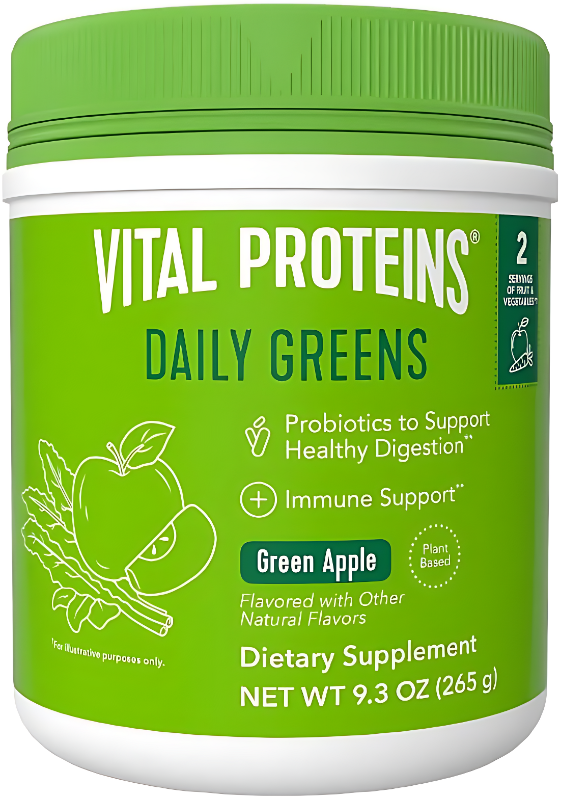 Vital Proteins, Daily Greens, Green Apple, 9.3 oz (265 g)